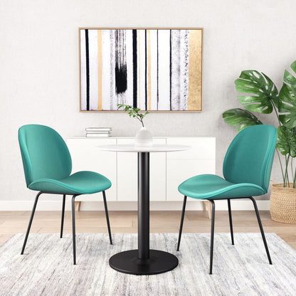 Set of Two Contempo Emerald Green Velvet Dining Chairs