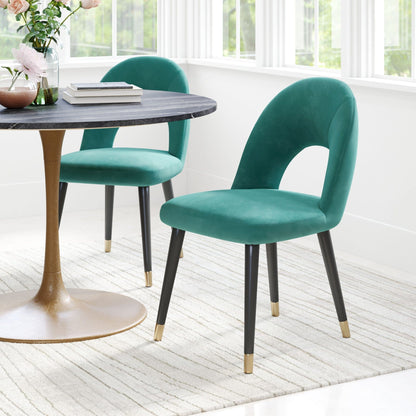 Set of Two Teal Green Thick Loop Back Dining Chairs