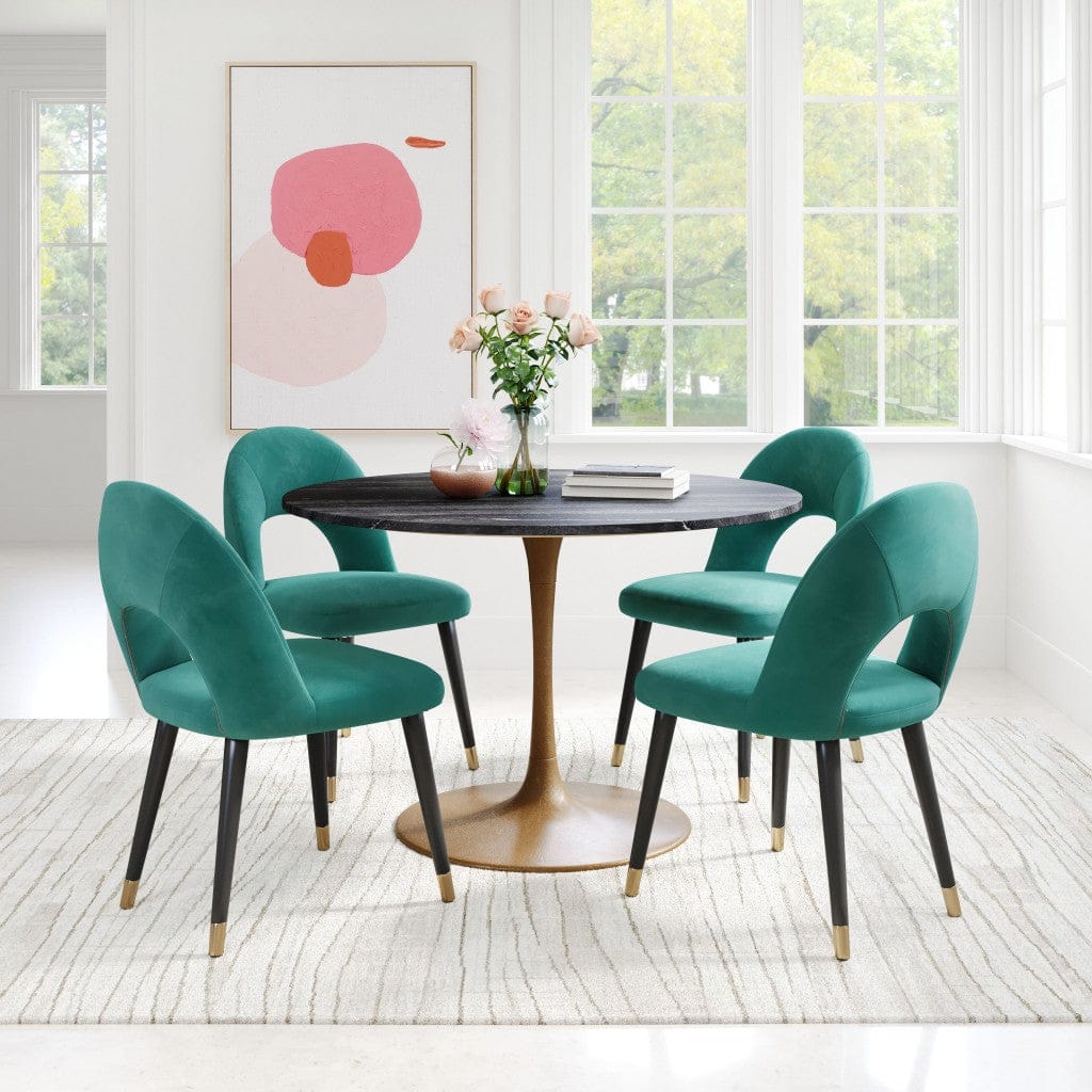 Set of Two Teal Green Thick Loop Back Dining Chairs