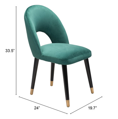 Set of Two Teal Green Thick Loop Back Dining Chairs