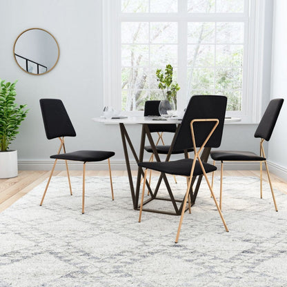 Set of Two Black and Gold Modern X Dining Chairs