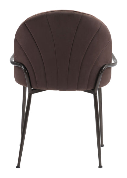 Set of Two Dark Brown Faux Leather Arch Dining Chairs