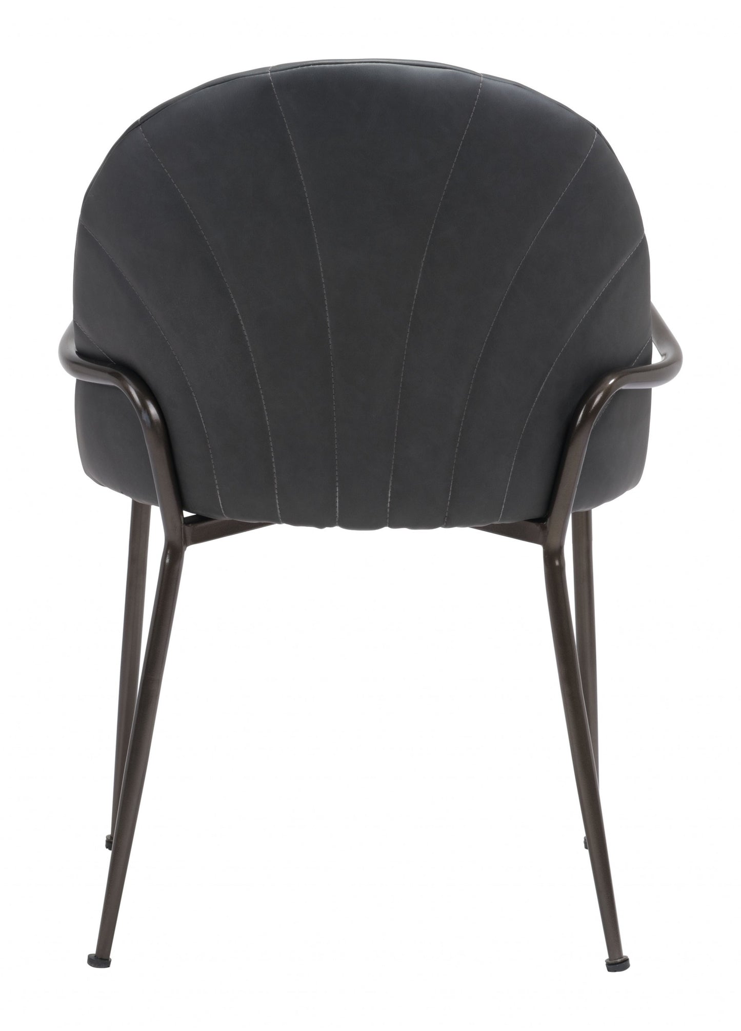 Set of Two Dark Gray Faux Leather Arch Dining Chairs