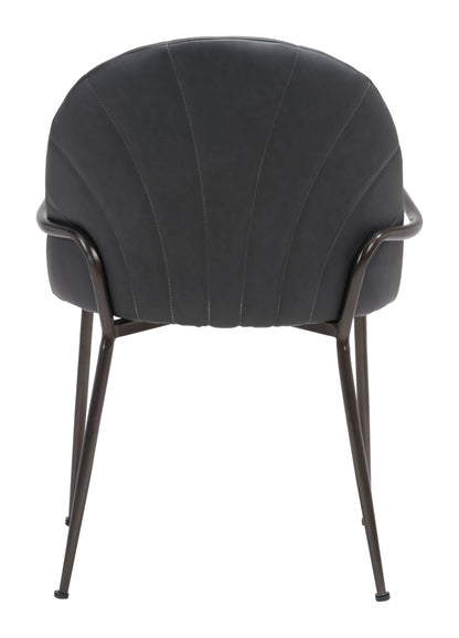 Set of Two Dark Gray Faux Leather Arch Dining Chairs