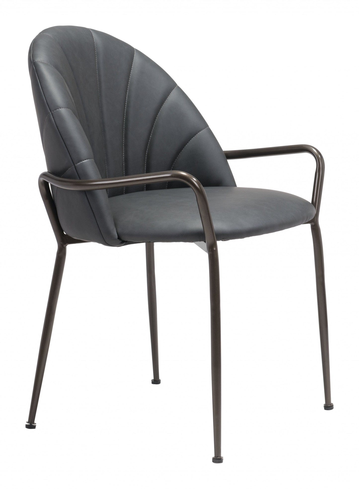 Set of Two Dark Gray Faux Leather Arch Dining Chairs