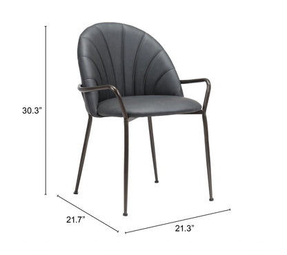 Set of Two Dark Gray Faux Leather Arch Dining Chairs