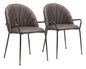 Set of Two Brown Faux Leather Arch Dining Chairs