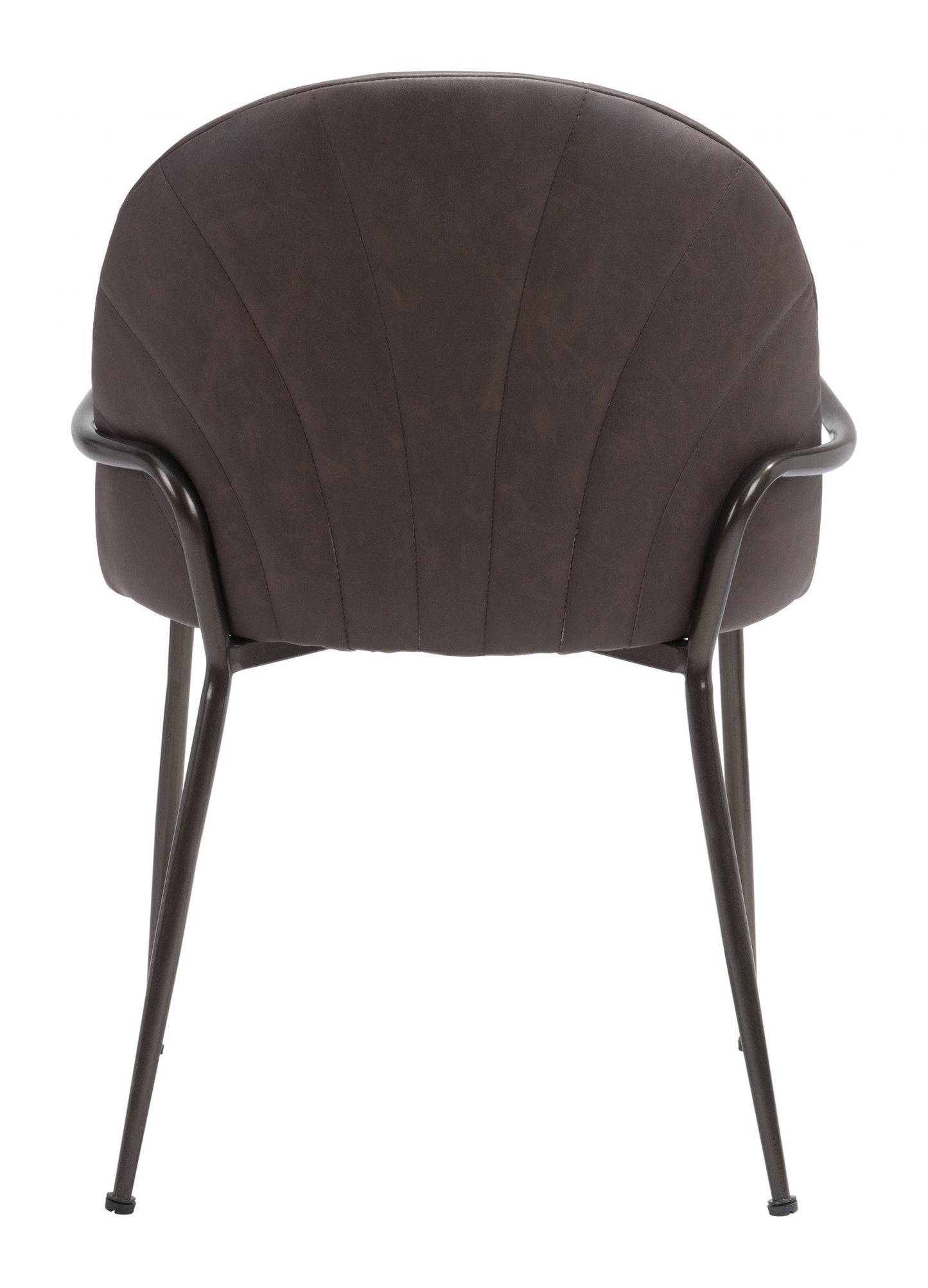 Set of Two Brown Faux Leather Arch Dining Chairs