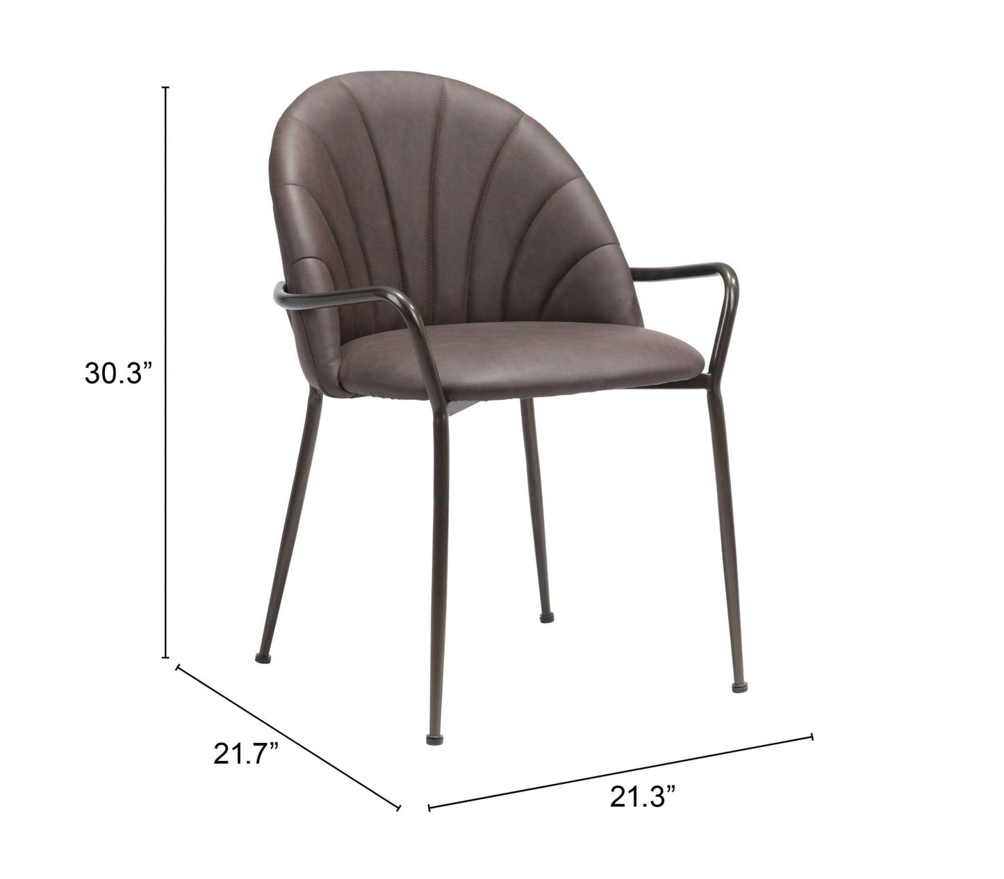 Set of Two Brown Faux Leather Arch Dining Chairs