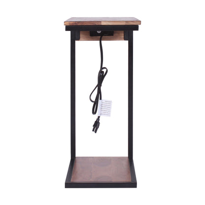 Modern Dark Wood End or Side Table with USB