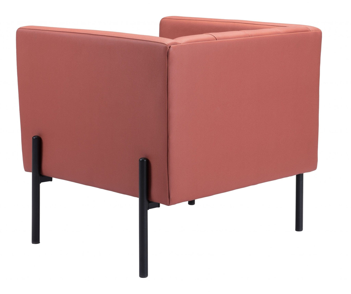 Terra Cotta and Black Modern Cube Faux Leather Accent Chair