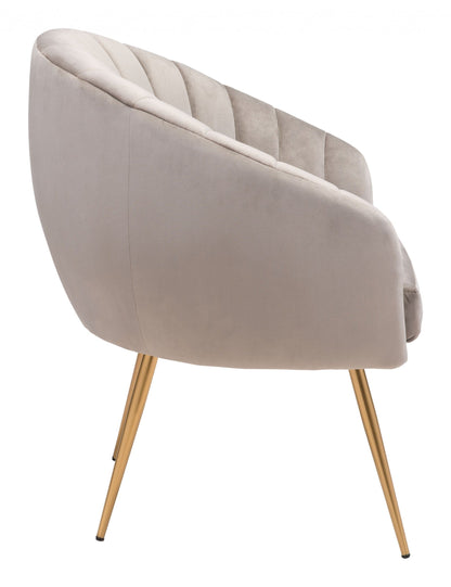 Gray and Gold Curve Vertical Channel Accent Club Chair