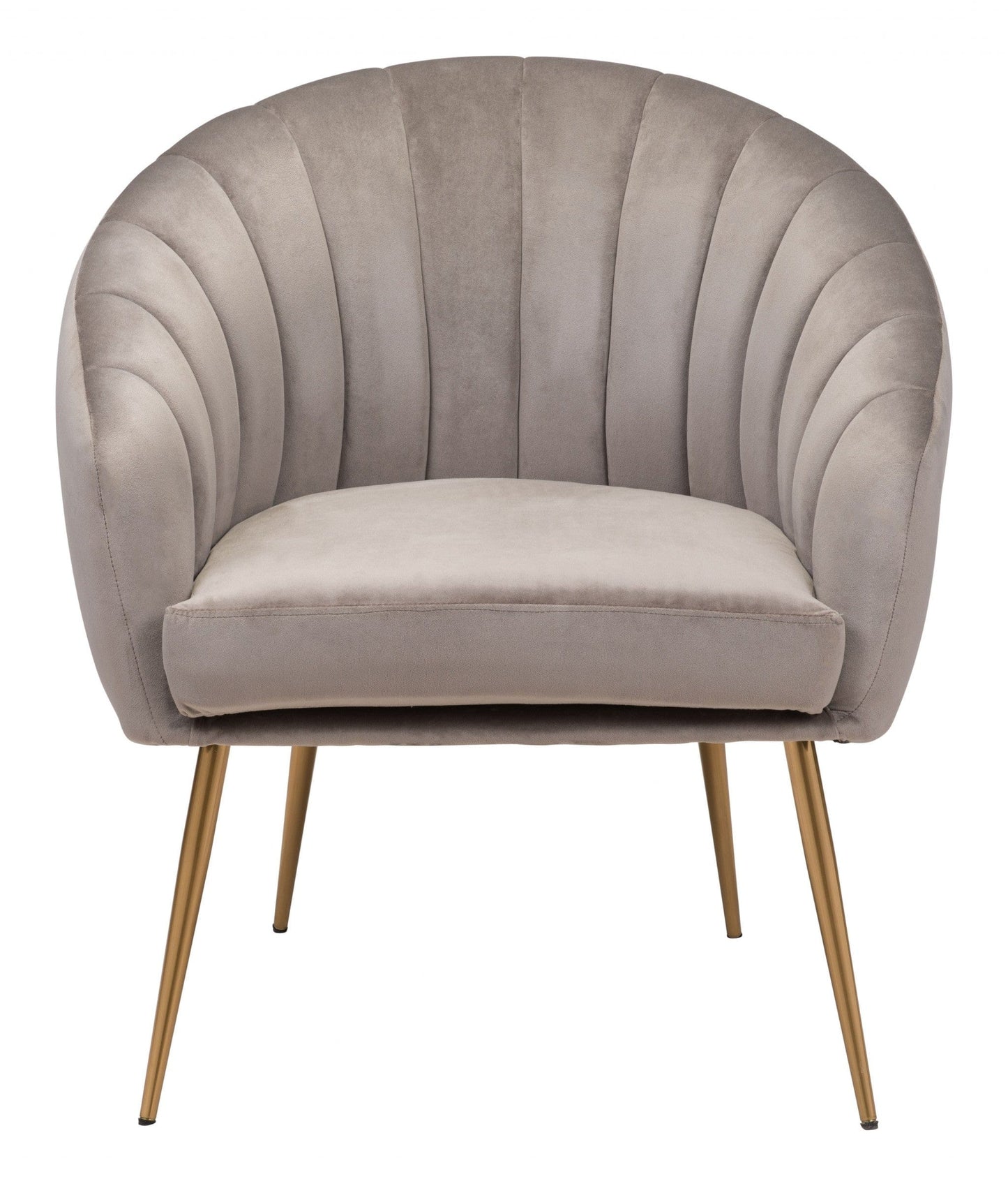 Gray and Gold Curve Vertical Channel Accent Club Chair
