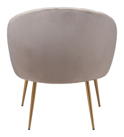 Gray and Gold Curve Vertical Channel Accent Club Chair