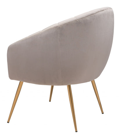 Gray and Gold Curve Vertical Channel Accent Club Chair