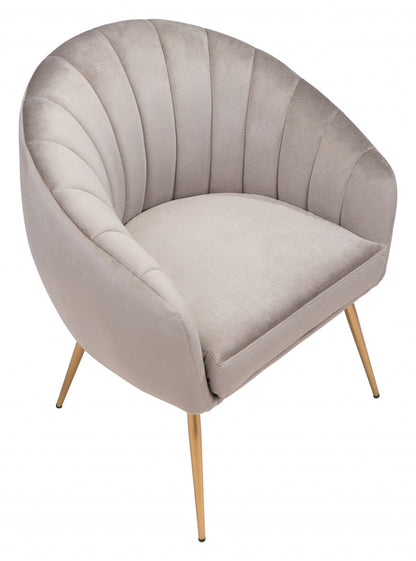 Gray and Gold Curve Vertical Channel Accent Club Chair