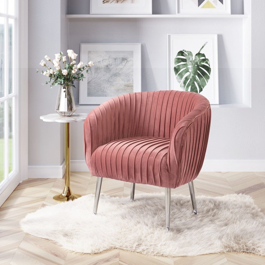Rosy Pink Channeled Accent Club Chair