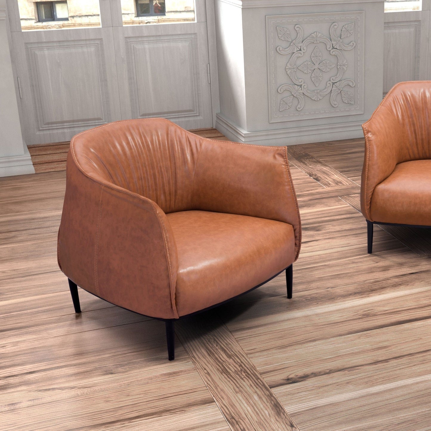 Terra Cotta Kiss Cozy Faux Leather Accent Chair