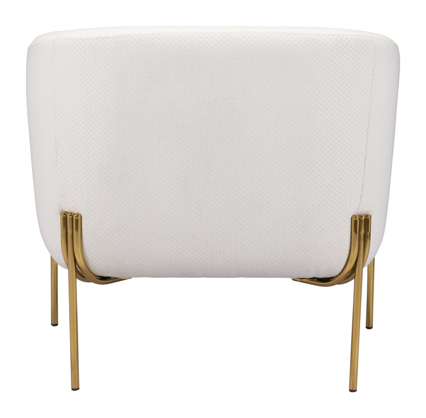 31" Ivory and Gold Textural Upholstered Accent Armchair