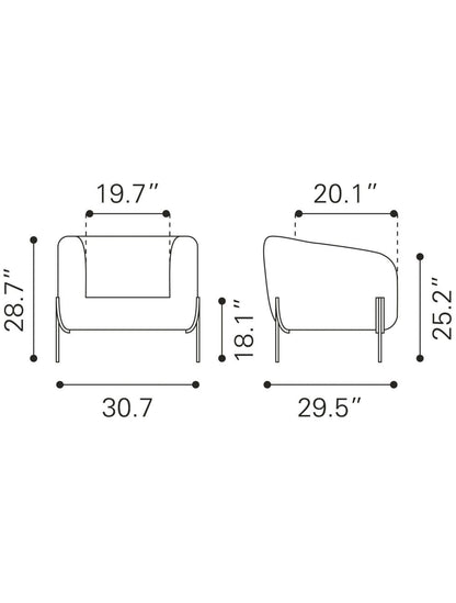 31" Ivory and Gold Textural Upholstered Accent Armchair