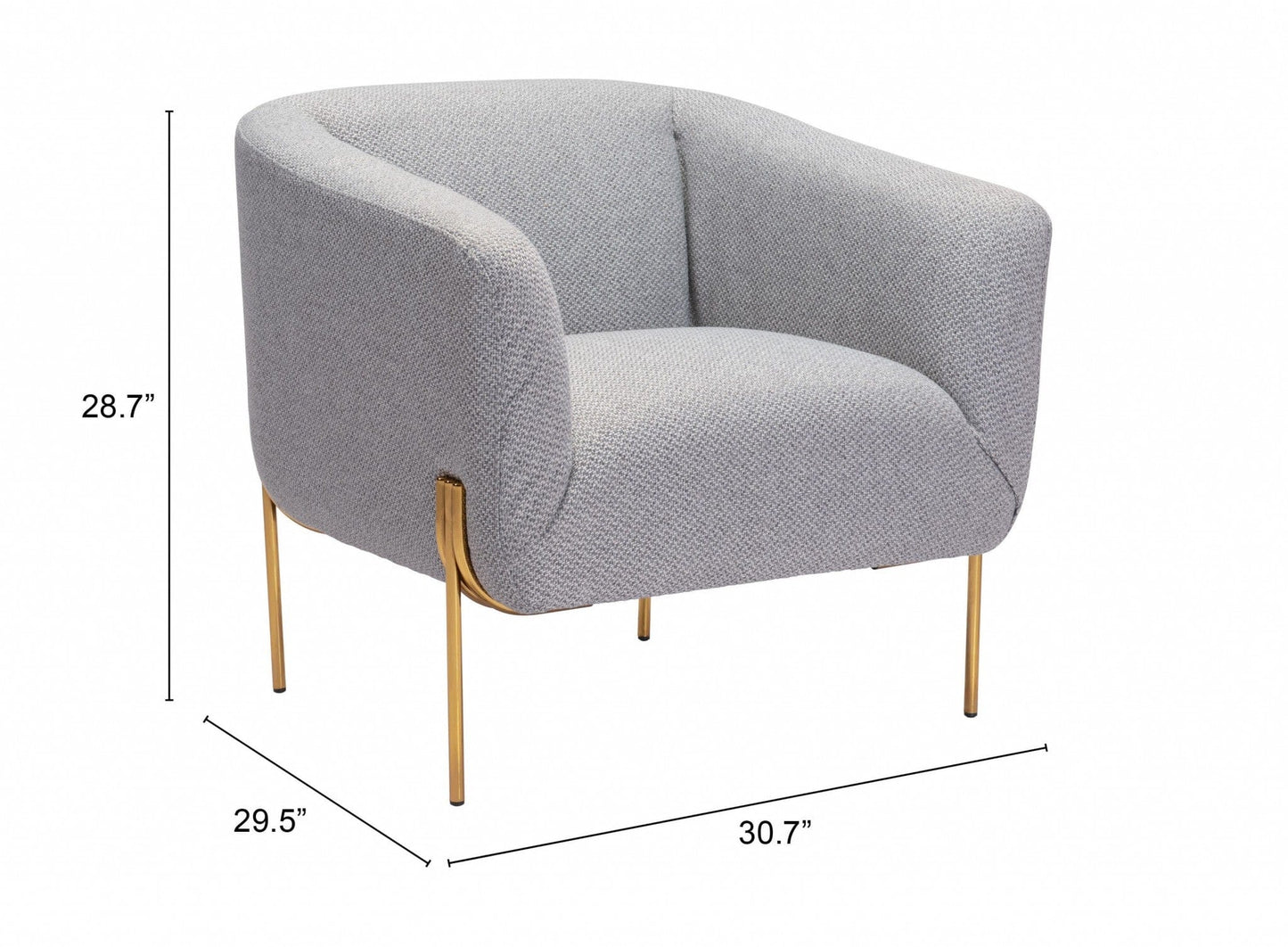 Gray and Gold Textural Upholstered Accent Armchair