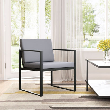 Gray and Black Sleek and Modern Accent Armchair