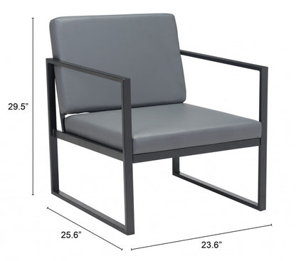 Gray and Black Sleek and Modern Accent Armchair