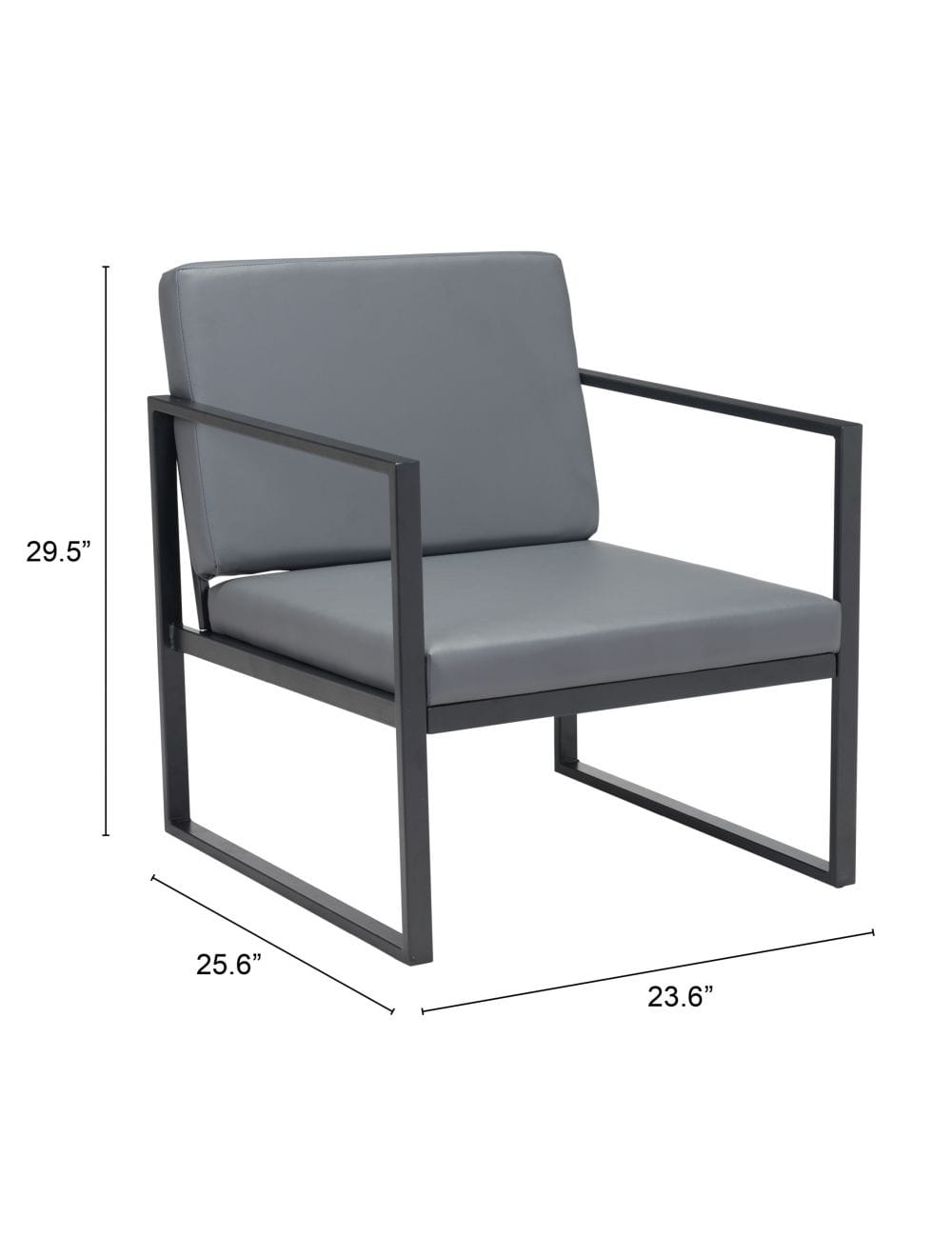 Gray and Black Sleek and Modern Accent Armchair