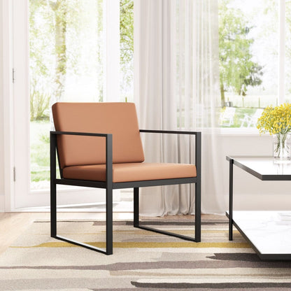 Brown and Black Sleek and Modern Accent Armchair