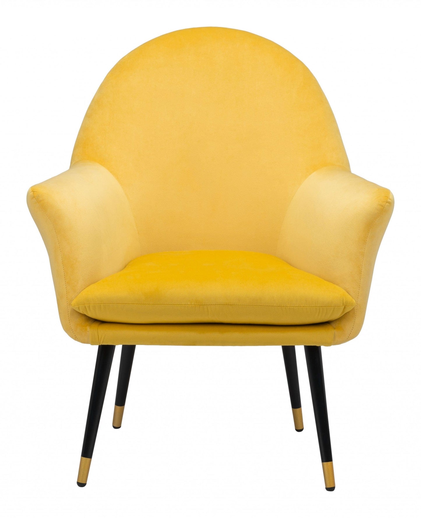 Golden Yellow Comfy Curvy Velvet and Black Accent Chair