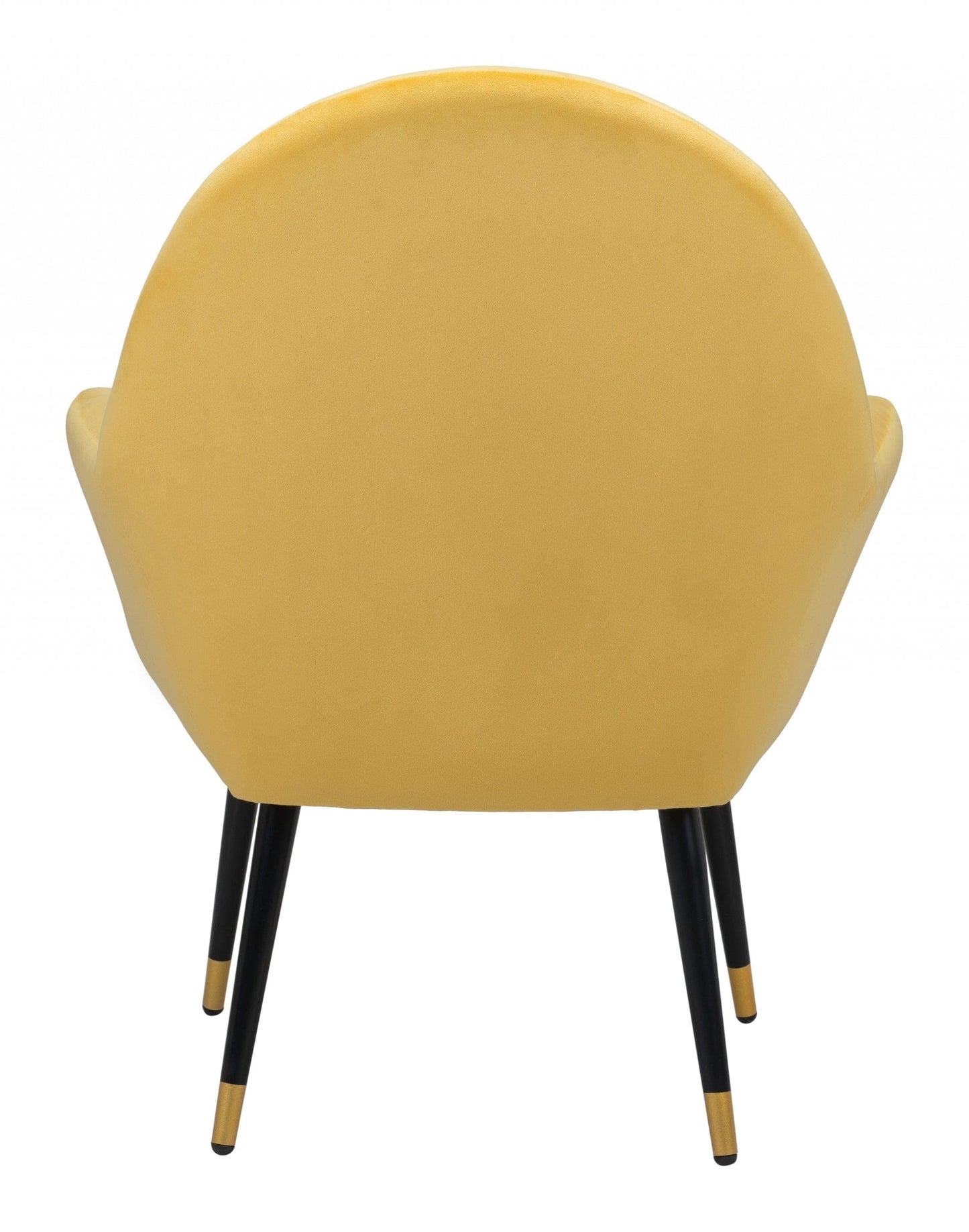 Golden Yellow Comfy Curvy Velvet and Black Accent Chair