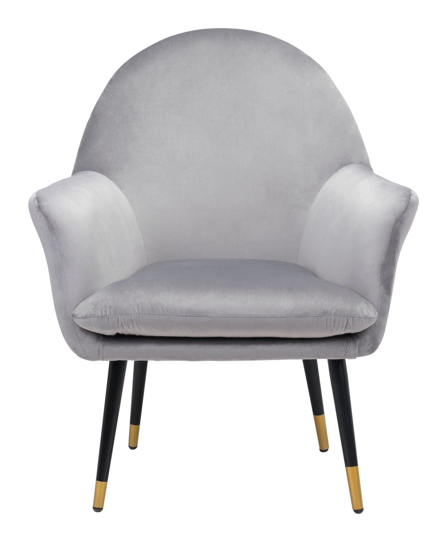 Gray Comfy Curvy Velvet and Black Accent Chair