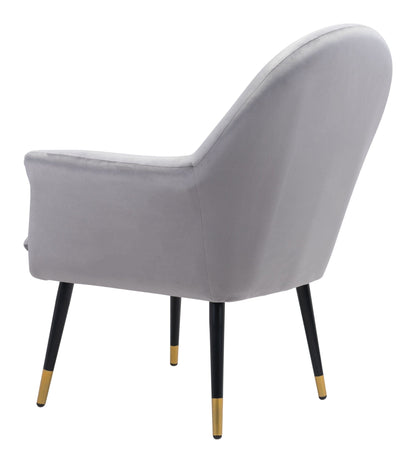 Gray Comfy Curvy Velvet and Black Accent Chair