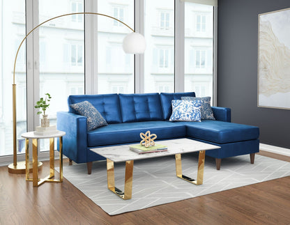 Designer's Choice White Faux Marble and Gold Coffee Table