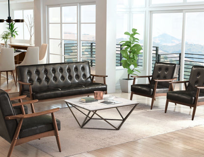 36" Antique Brass And White Faux Marble Stone Coffee Table