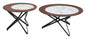 Set Of Two Brown Faux Marble and Black Coffee Tables