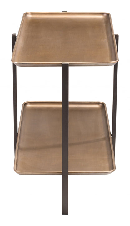 33" Black And Gold Two Level Rectangular Coffee Table