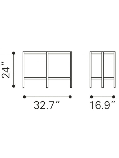 33" Black And Gold Two Level Rectangular Coffee Table