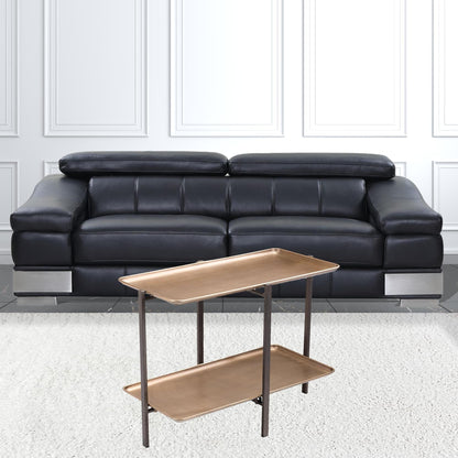 33" Black And Gold Two Level Rectangular Coffee Table