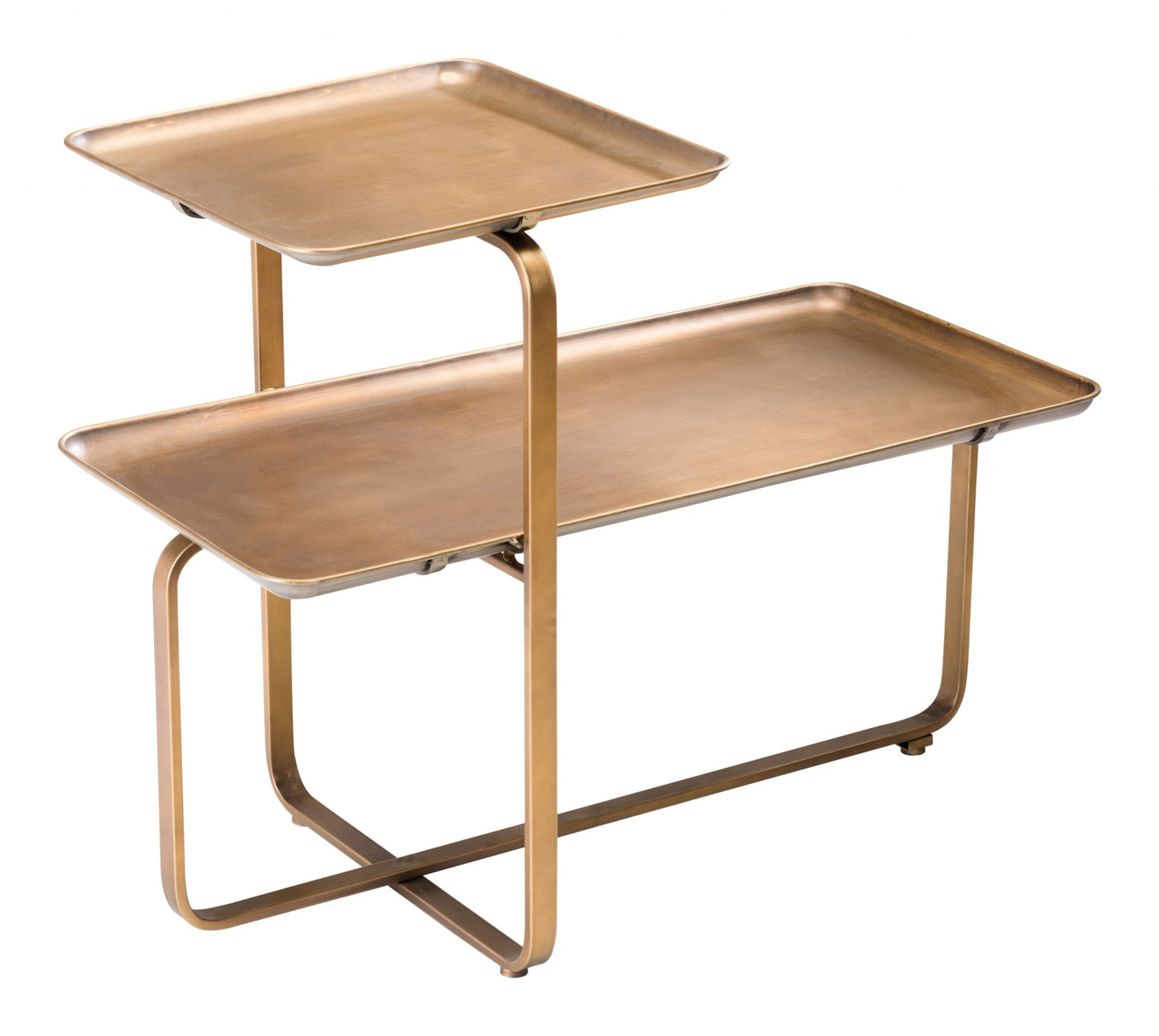 31" Gold Square and Rectangular Two Level Coffee Table