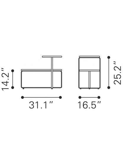 31" Gold Square and Rectangular Two Level Coffee Table