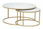 Set Of Two 36" Gold And White Round Nested Coffee Tables