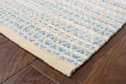 8’ x 10’ Tan and Seafoam Striated Area Rug