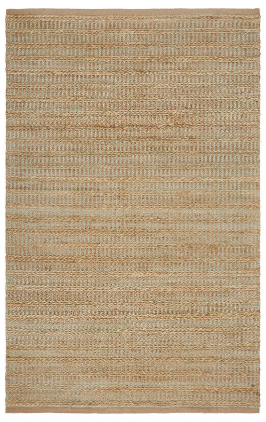 9’ x 12’ Tan and Seafoam Braided Area Rug