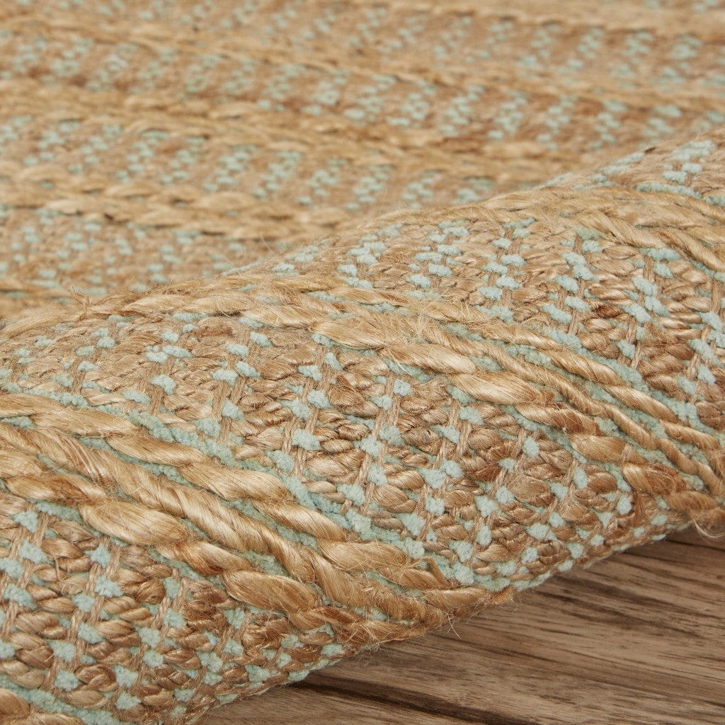 9’ x 12’ Tan and Seafoam Braided Area Rug