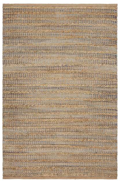 9’ x 12’ Tan and Navy Braided Jute Area Rug