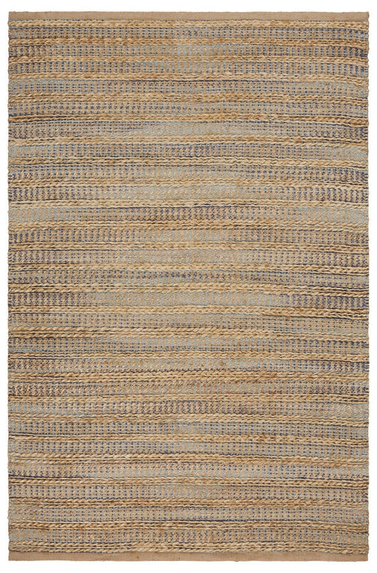 9’ x 12’ Tan and Navy Braided Jute Area Rug