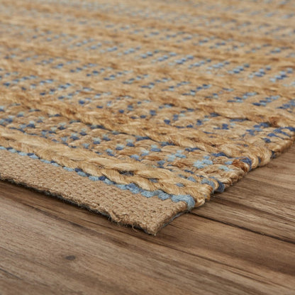 9’ x 12’ Tan and Navy Braided Jute Area Rug