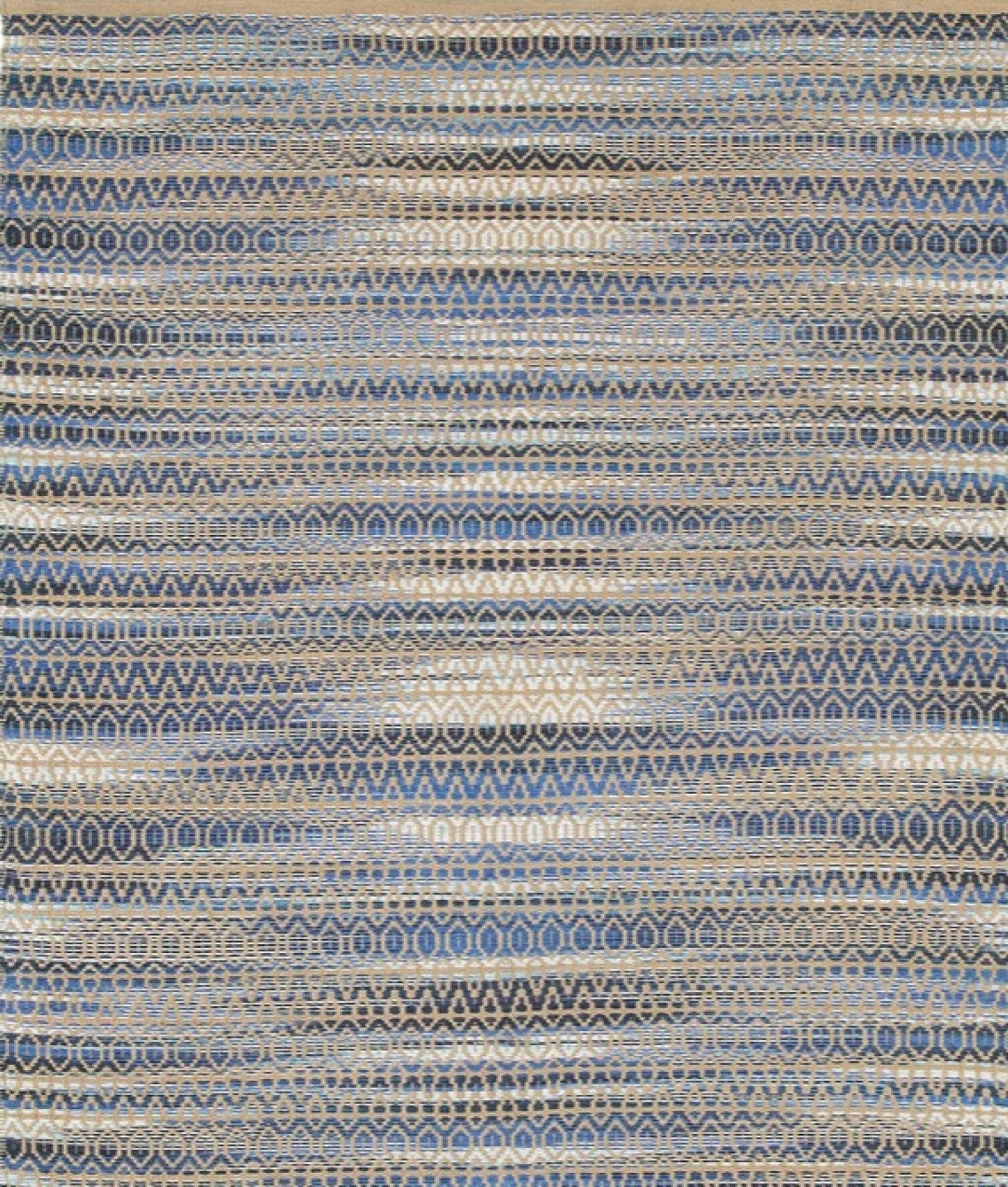 8’ x 10’ Round Navy and Tan Striated Area Rug