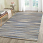 8’ x 10’ Round Navy and Tan Striated Area Rug
